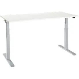 Schäfer Shop Select Schreibtisch ERGO-T 2.0, elektrisch höhenverstellbar, Rechteck, T-Fuss, B 1600 x T 800 x H 640-1300 mm, weiss/weissalu