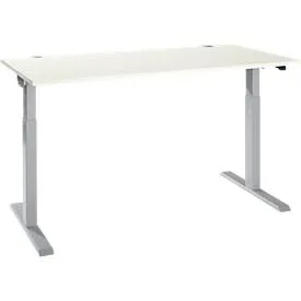 Schäfer Shop Select Schreibtisch ERGO-T 2.0, elektrisch höhenverstellbar, Rechteck, T-Fuss, B 1600 x T 800 x H 715-1205 mm, weiss/weissalu