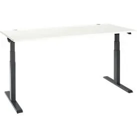 Schäfer Shop Select Schreibtisch ERGO-T 2.0, elektrisch höhenverstellbar, Rechteck, T-Fuss, B 1800 x T 800 x H 640-1300 mm, weiss/anthrazit