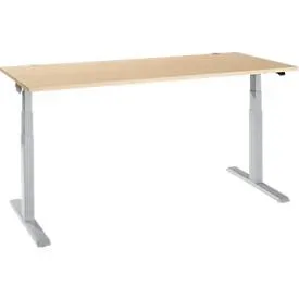 Schäfer Shop Select Schreibtisch ERGO-T 2.0, elektrisch höhenverstellbar, Rechteck, T-Fuss, B 1800 x T 800 x H 640-1300 mm, Ahorn/weissalu