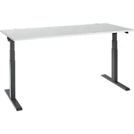 Schäfer Shop Select Schreibtisch ERGO-T 2.0, elektrisch höhenverstellbar, Rechteck, T-Fuss, B 1800 x T 800 x H 640-1300 mm, lichtgrau/anthrazit