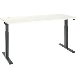 Schäfer Shop Select Schreibtisch ERGO-T 2.0, elektrisch höhenverstellbar, Rechteck, T-Fuss, B 1800 x T 800 x H 715-1205 mm, weiss/anthrazit