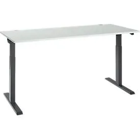 Schäfer Shop Select Schreibtisch ERGO-T 2.0, elektrisch höhenverstellbar, Rechteck, T-Fuss, B 1800 x T 800 x H 715-1205 mm, lichtgrau/anthrazit