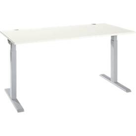Schäfer Shop Select Schreibtisch ERGO-T 2.0, Rechteck, T-Fuss, B 1600 x T 800 x H 675-895 mm, weiss/weissalu