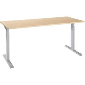 Schäfer Shop Select Schreibtisch ERGO-T 2.0, Rechteck, T-Fuss, B 1800 x T 800 x H 675-895 mm, Ahorn/weissalu