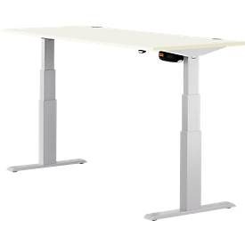 Schäfer Shop Select Schreibtisch ERGO-T, elektrisch höhenverstellbar, Rechteck, T-Fuss, B 1600 x T 800 x H 640-1300 mm, weiss/weissaluminium