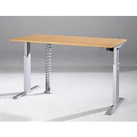 Schäfer Shop Select Schreibtisch ERGO-T, elektrisch höhenverstellbar, Rechteck, T-Fuss, B 1600 x T 800 x H 725-1185 mm, Buche/weissaluminium