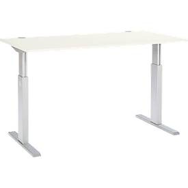 Schäfer Shop Select Schreibtisch ERGO-T, elektrisch höhenverstellbar, Rechteck, T-Fuss, B 1600 x T 800 x H 725-1185 mm, weiss/weissaluminium