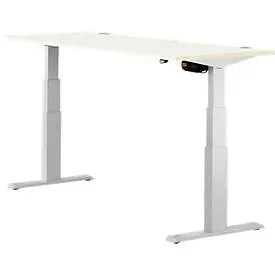 Schäfer Shop Select Schreibtisch ERGO-T, elektrisch höhenverstellbar, Rechteck, T-Fuss, B 1800 x T 800 x H 640-1300 mm, weiss/weissaluminium