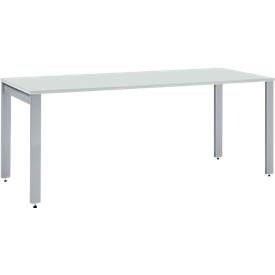 Schäfer Shop Select Schreibtisch LOGIN, 4-Fuss, B 1600 x T 800 x H 740 mm, lichtgrau/weissalu