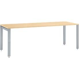 Schäfer Shop Select Schreibtisch LOGIN, 4-Fuss, B 1800 x T 800 x H 740 mm, Ahorn/weissalu