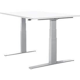 Schäfer Shop Select Schreibtisch LOGIN, elektrisch höhenverstellbar, Rechteck, T-Fuss, B 1200 x T 800 x H 645-1290 mm, weiss/weissaluminium