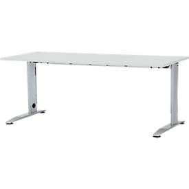 Schäfer Shop Select Schreibtisch LOGIN, manuell höheneinstellbar, C-Fuss, B 1800 x T 800 x H 660-820 mm, lichtgrau/weissalu
