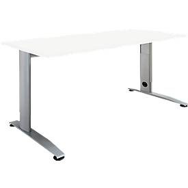 Schäfer Shop Select Schreibtisch LOGIN, manuell höheneinstellbar, C-Fuss, B 1200 x T 800 x H 660-820 mm, weiss/weissalu