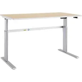 Schäfer Shop Select Schreibtisch Moxxo IQ, elektrisch höhenverstellbar, Rechteck, C-Fuss, B 1600 x T 800 x H 725-1185 mm, Ahorn/weissaluminium