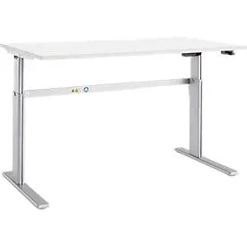 Schäfer Shop Select Schreibtisch Moxxo IQ, elektrisch höhenverstellbar, Rechteck, C-Fuss, B 1800 x T 800 x H 725-1185 mm, weiss/weissaluminium