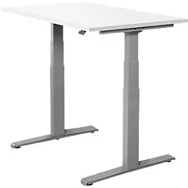 Schäfer Shop Select Schreibtisch SET UP, elektrisch höhenverstellbar, Rechteck, T-Fuss, B 1200 x T 800 x H 645-1290 mm, weiss/weissaluminium