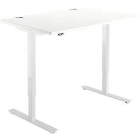 Schäfer Shop Select Schreibtisch START UP, elektrisch höhenverstellbar, Rechteck, T-Fuss, B 1200 x T 800 x H 705-1205 mm, weiss