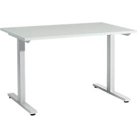Schäfer Shop Select Schreibtisch Start Off, T-Fuss, Rechteck, Stahl/Holz, B 1200 x T 800 x H 735 mm, lichtgrau