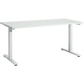 Schäfer Shop Select Schreibtisch Start Off, T-Fuss, Rechteck, Stahl/Holz, B 1600 x T 800 x H 735 mm, lichtgrau