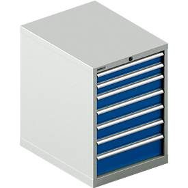 Schäfer Shop Select  Schubladenschrank 27-36, 7 Schübe, bis 75 kg, B 564 x T 725 x H 800 mm, enzianblau/lichtgrau