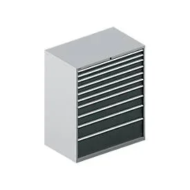 Schäfer Shop Select Schubladenschrank 64-36, 10 Schübe, bis 75 kg, B 1193 x T 725 x H 1450 mm, weissalu/anthrazitgrau