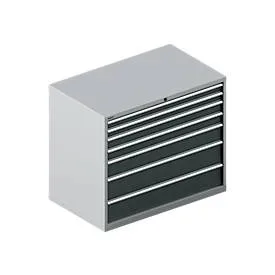 Schäfer Shop Select Schubladenschrank 64-36, 7 Schübe, bis 75 kg, B 1193 x T 725 x H 1000 mm, weissalu/anthrazitgrau