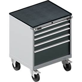 Schäfer Shop Select Schubladenschrank mit Rollen WSK 18-27, 4 Schübe, bis 200 kg, B 411 x T 572 x H 770 mm, anthrazitgrau/weissaluminium