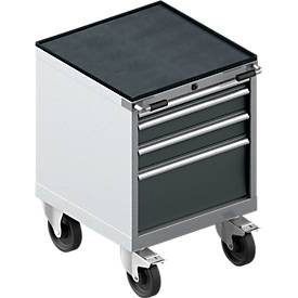 Schäfer Shop Select Schubladenschrank mit Rollen WSK 18-27, 4 Schübe, bis 75 kg, B 411 x T 572 x H 770 mm, anthrazitgrau/weissaluminium