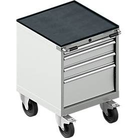 Schäfer Shop Select Schubladenschrank mit Rollen WSK 18-27, 4 Schübe, bis 75 kg, B 411 x T 572 x H 770 mm, lichtgrau/lichtgrau