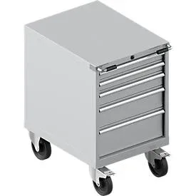 Schäfer Shop Select Schubladenschrank mit Rollen WSK 27-36, 5 Schübe, bis 75 kg, B 564 x T 725 x H 920 mm, weissaluminium/weissaluminium