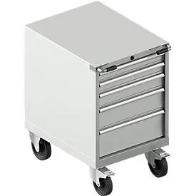 Schäfer Shop Select Schubladenschrank mit Rollen WSK 36-27, 5 Schübe, bis 200 kg, B 717 x T 572 x H 920 mm, lichtgrau/lichtblau