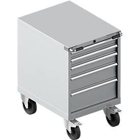 Schäfer Shop Select Schubladenschrank mit Rollen WSK 36-27, 5 Schübe, bis 75 kg, B 717 x T 572 x H 920 mm, weissaluminium/rubinrot