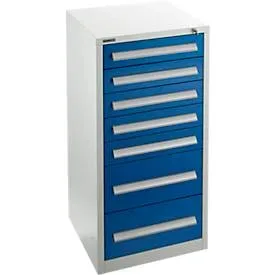 Schäfer Shop Select Schubladenschrank SF 70, 7 Schübe,  lichtgrau RAL 7035 enzianblau RAL 5010