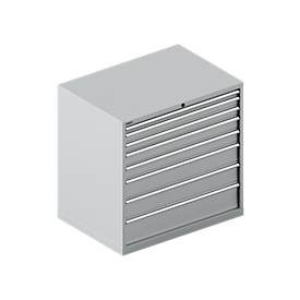 Schäfer Shop Select Schubladenschrank WSK 54-36, Stahl, 8 Schübe, bis 75 kg, B 1023 x T 725 x H 1000 mm, weissaluminium/weissaluminium