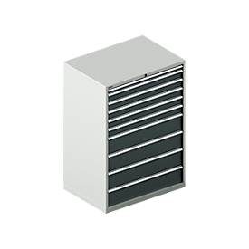Schäfer Shop Select Schubladenschrank WSK 54-36, Stahl, 10 Schübe, bis 75 kg, B 1023 x T 725 x H 1450 mm, lichtgrau/anthrazitgrau