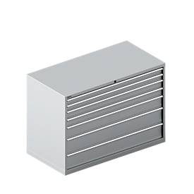Schäfer Shop Select Schubladenschrank WSK 78?36 E, Stahl, 7 Schübe, 75 kg Traglast, B 1431 mm x T 725 mm x H 1000 mm, weissalu/weissalu
