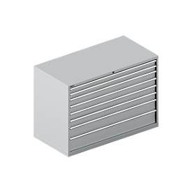 Schäfer Shop Select Schubladenschrank WSK 78?36 E, Stahl, 8 Schübe, 75 kg Traglast, B 1431 mm x T 725 mm x H 1000 mm, weissalu/weissalu