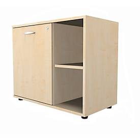 Schäfer Shop Select Sideboard, mit Drehtür, abschliessbar, Spanplatte, B 800 x T 420 x H 663 mm, links anstellbar, Ahorn