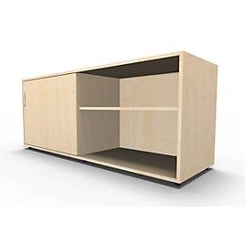 Schäfer Shop Select Sideboard, mit Schiebetür, abschliessbar, Spanplatte, B 1600 x T 500 x H 663 mm, links anstellbar, Ahorn
