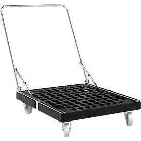 Schäfer Shop Select Transportroller BASICline, bis 500 kg, klappbarer Schiebebügel, L 815 x B 724 x H 192 mm, Recycling-HDPE, schwarz