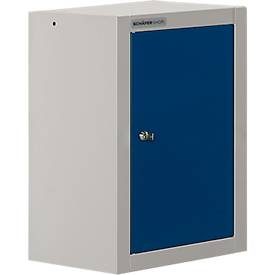 Schäfer Shop Select Wandschrank, eintürig, mit Zwischenboden, B 400 x T 320 x H 600 mm, Stahl, weissaluminium/enzianblau