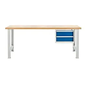 Schäfer Shop Select Werkbank, mit 2 Schüben, Grundeinheit, B 2000 mm, lichtgrau RAL 7035