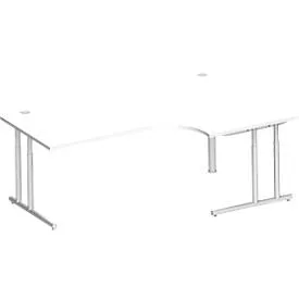 Schäfer Shop Select Winkelschreibtisch COMBITEC, 90° Winkel rechts, C-Fuss, B 2000 x T 1200/800 x H 677-817 mm, weiss/weissalu