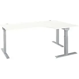 Schäfer Shop Select Winkelschreibtisch ERGO-T 2.0, 90° Winkel, Ansatz rechts, T-Fuss, B 2000 x T 1200/800 x H 675-895 mm, weiss/weissalu