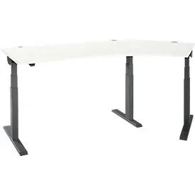 Schäfer Shop Select Winkelschreibtisch ERGO-T 2.0, elektrisch höhenverstellbar, 135° Winkel rechts, T-Fuss, B 2185 mm, weiss/anthrazit