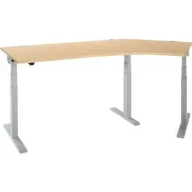 Schäfer Shop Select Winkelschreibtisch ERGO-T 2.0, elektrisch höhenverstellbar, 135° Winkel rechts, T-Fuss, B 2185 mm, Ahorn/weissalu