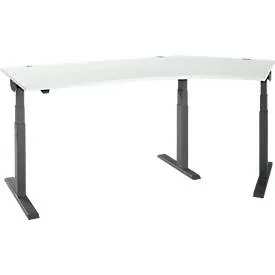 Schäfer Shop Select Winkelschreibtisch ERGO-T 2.0, elektrisch höhenverstellbar, 135° Winkel rechts, T-Fuss, B 2185 mm, lichtgrau/anthrazit