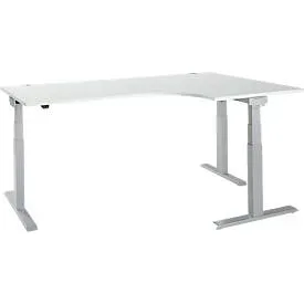 Schäfer Shop Select Winkelschreibtisch ERGO-T 2.0, elektrisch höhenverstellbar, 90° Winkel rechts, T-Fuss, B 2000 mm, lichtgrau/weissalu