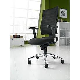 Schäfer Shop Pure Bürostuhl SSI PROLINE S2, Synchronmechanik, ohne Armlehnen, 3D-Netz-Rückenlehne, Bandscheibensitz, schwarz/schwarz